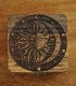 small square wooden box, laser engraved with sun, moon, and moon phases, laser engraved lid detail