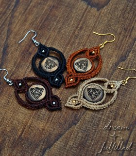 Pendientes Triqueta Celta, largos estilo hippie, de madera e hilo trenzado