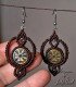 Vegvisir Earrings Made of Wood and Macramé