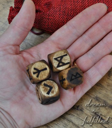 Wooden rune dice for readings, altar decor or Nordic decoration