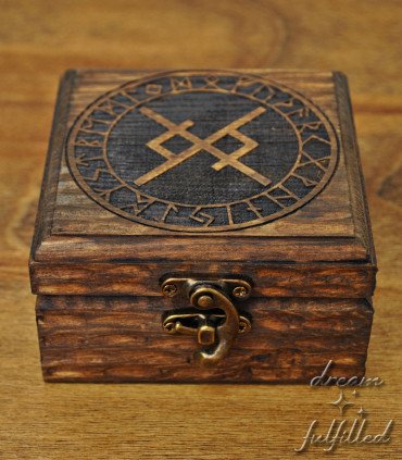 Viking wooden box with metal clasp