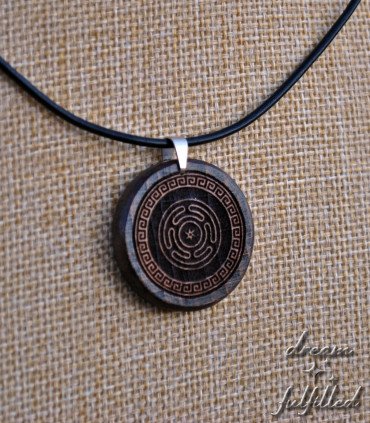 Hecate’s Wheel pendant with black leather cord