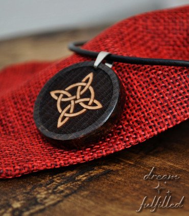 Witch’s Knot pendant with black leather cord