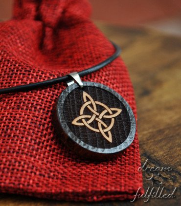 Handmade wooden pendant with pagan symbol