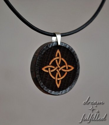 Witch’s Knot pendant with black leather cord