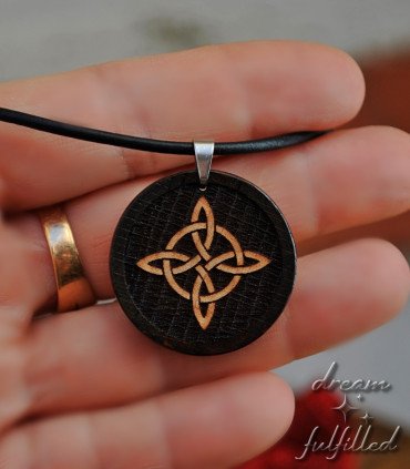 Witch’s Knot pendant with black leather cord
