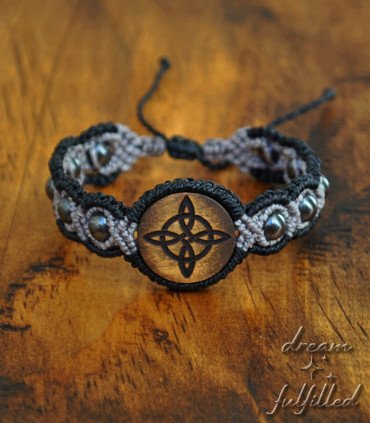 Wood and hematite bracelet with pagan style